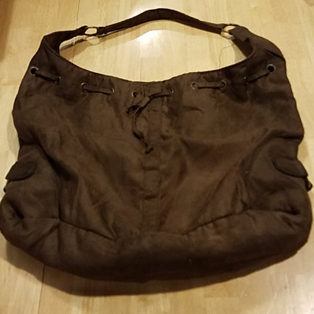 Nordstrom faux suede brown bucket hobo bag